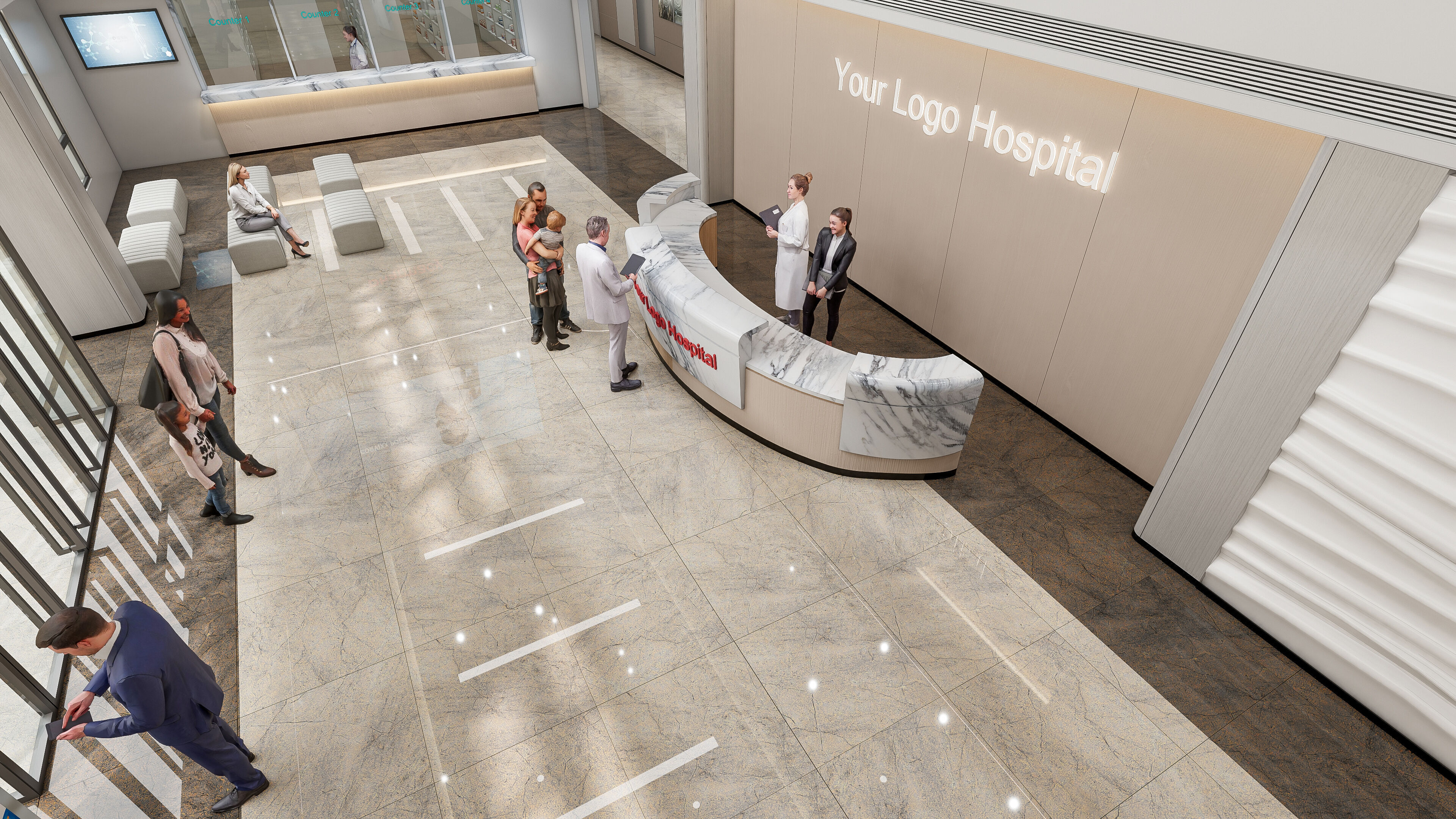 Hospital lobby reception hall 6 3D model_5