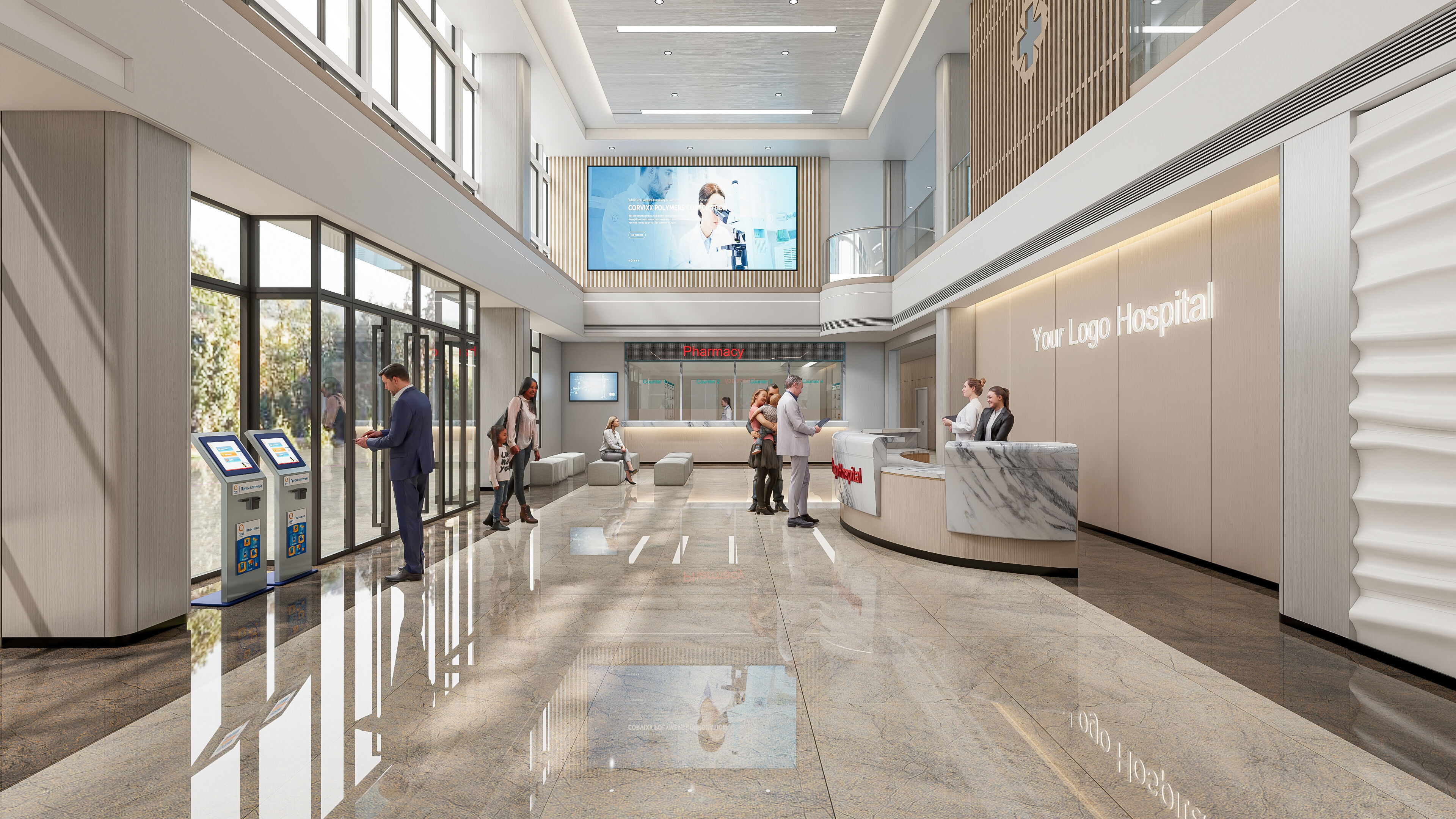 Hospital lobby reception hall 6 3D model_2