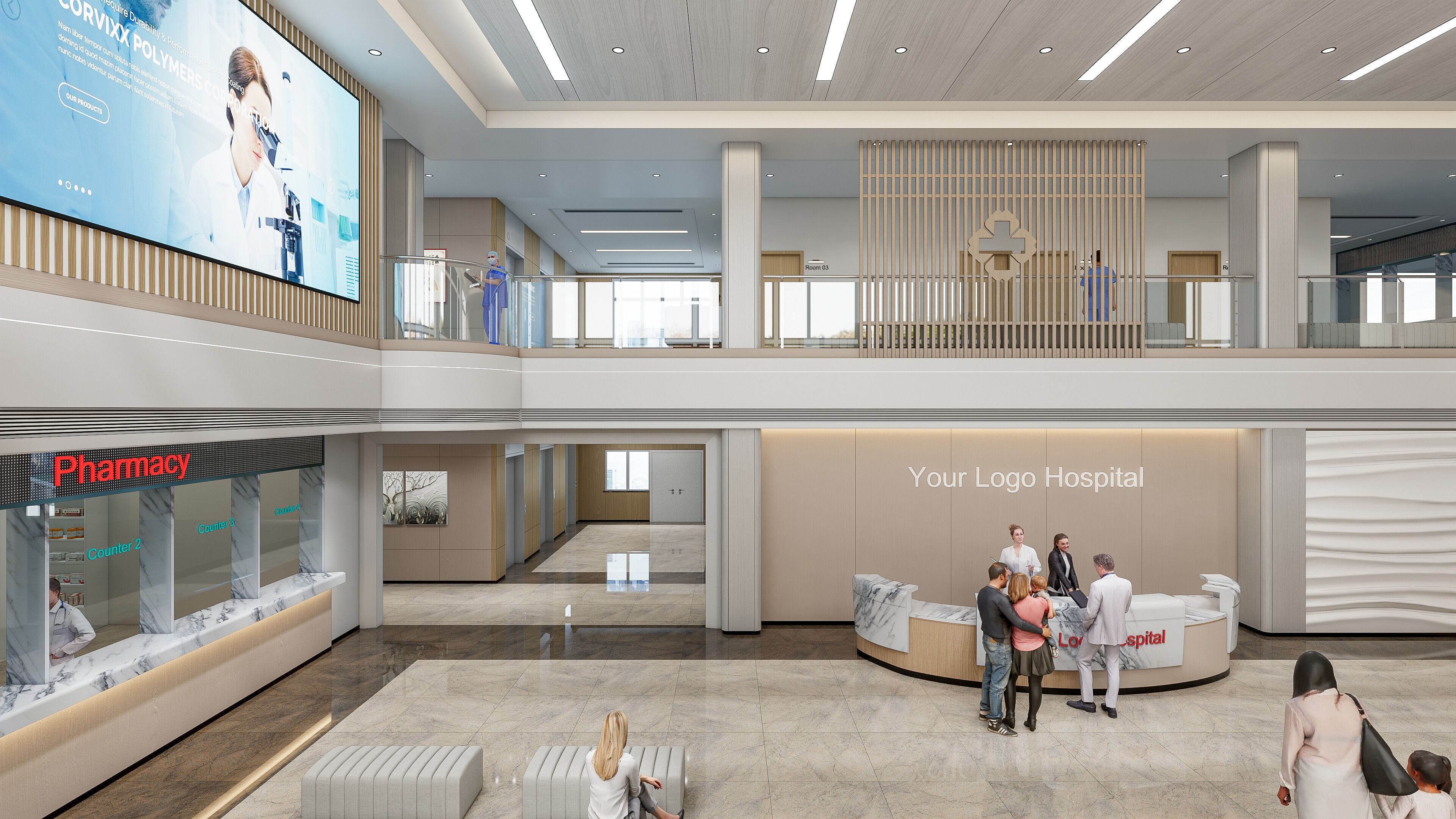 Hospital lobby reception hall 6 3D model_13