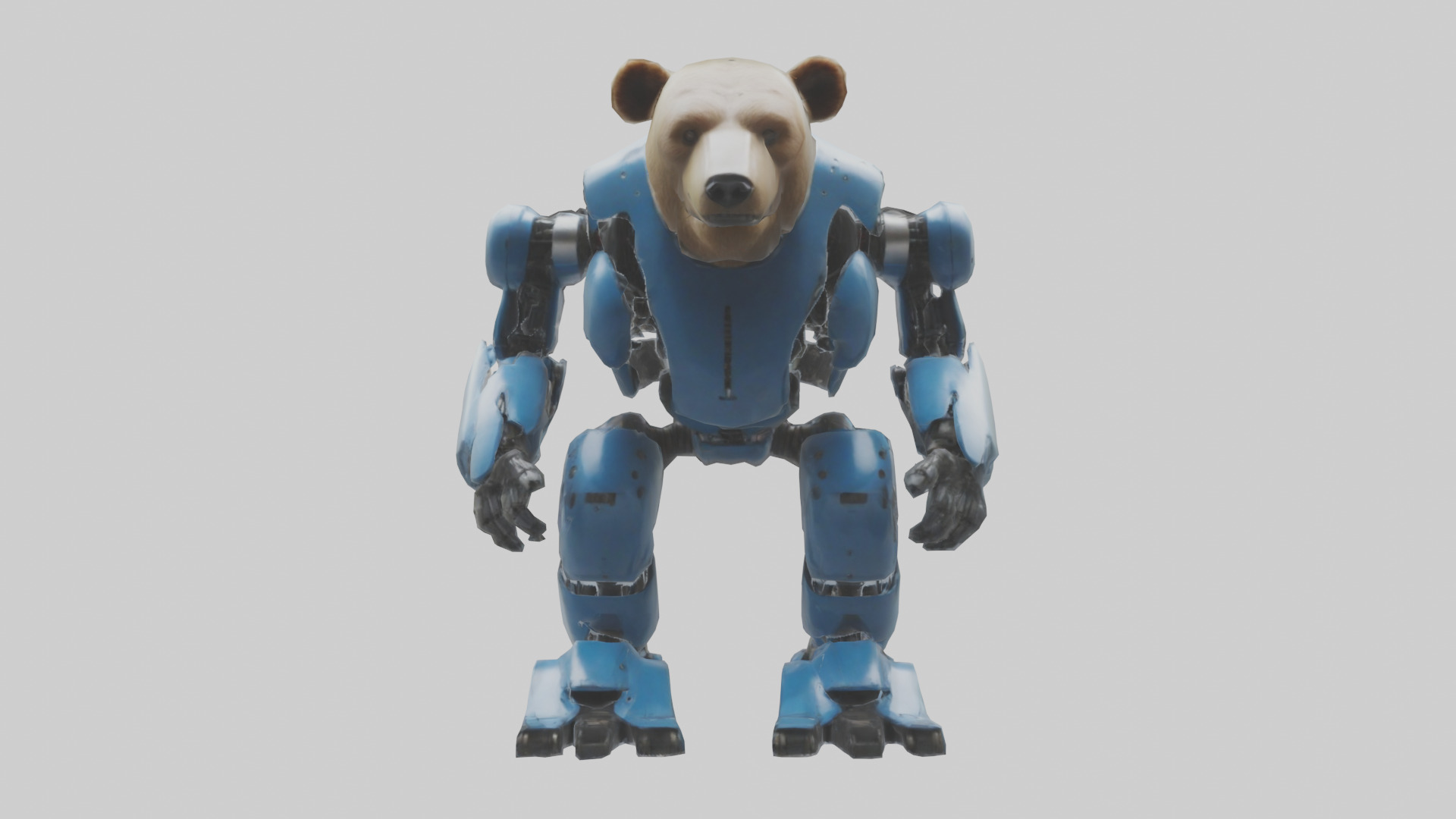 Robot version of a bear model Low-poly 3D model_9