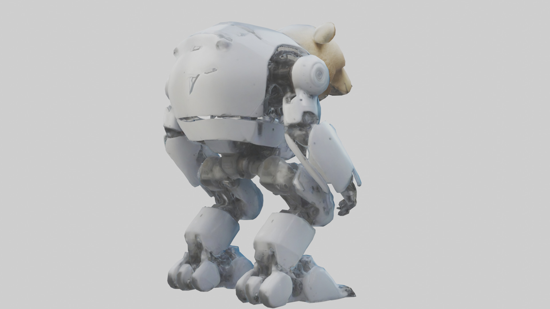 Robot version of a bear model Low-poly 3D model_2