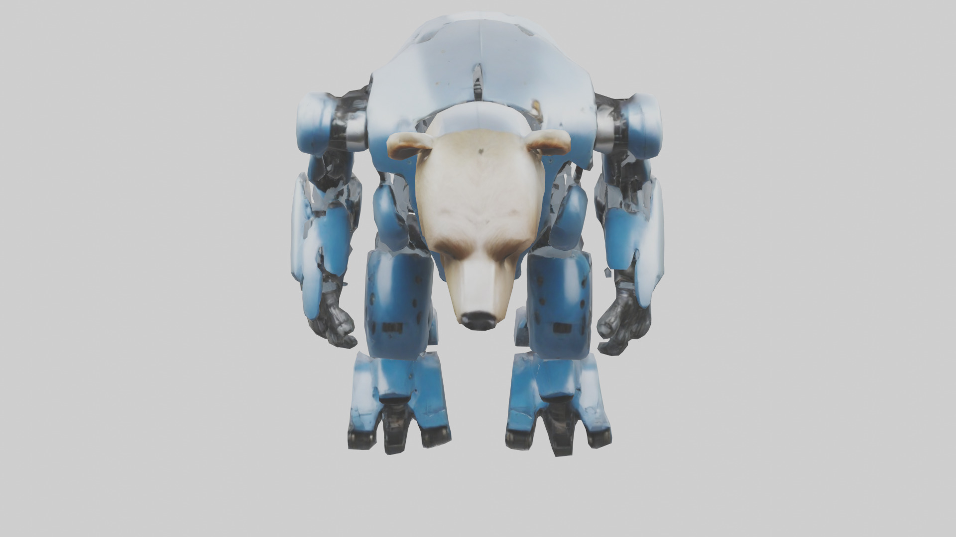 Robot version of a bear model Low-poly 3D model_16