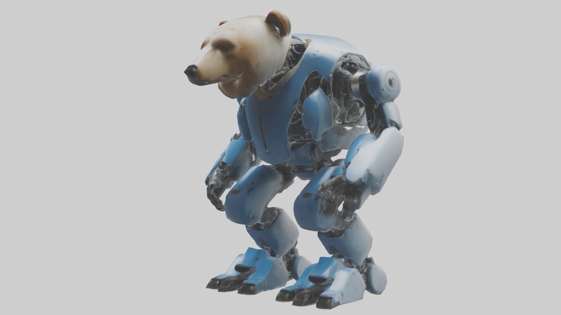 Robot version of a bear model Low-poly 3D model_8