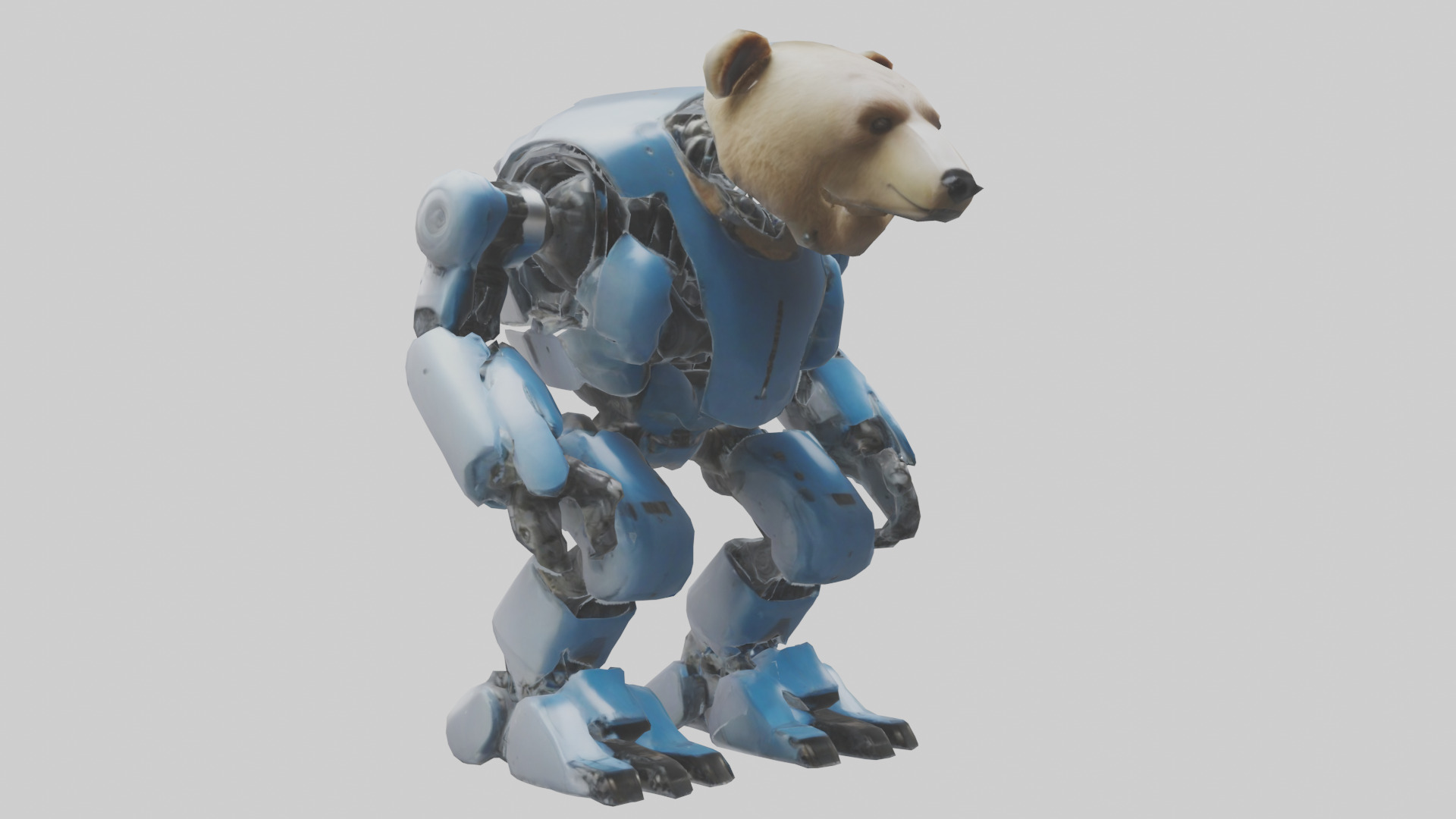 Robot version of a bear model Low-poly 3D model_11
