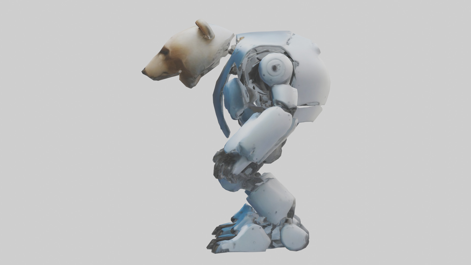 Robot version of a bear model Low-poly 3D model_12