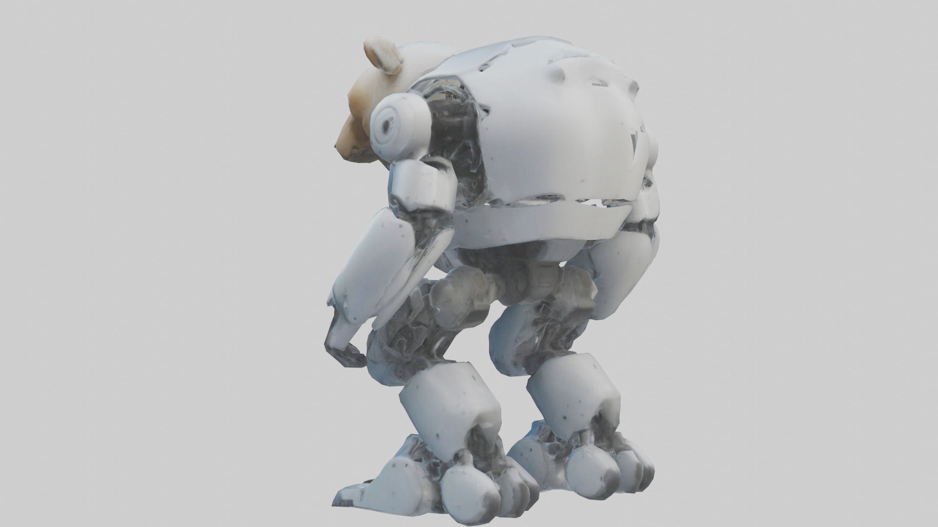 Robot version of a bear model Low-poly 3D model_1