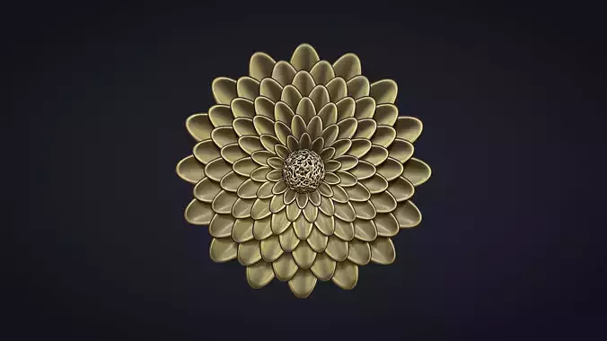Deep Dahlia Flower Bas relief 3D print model