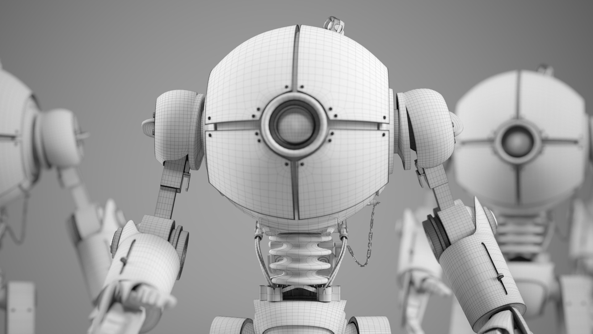 Retro Style 3D Robot Model Low-poly 3D model_15