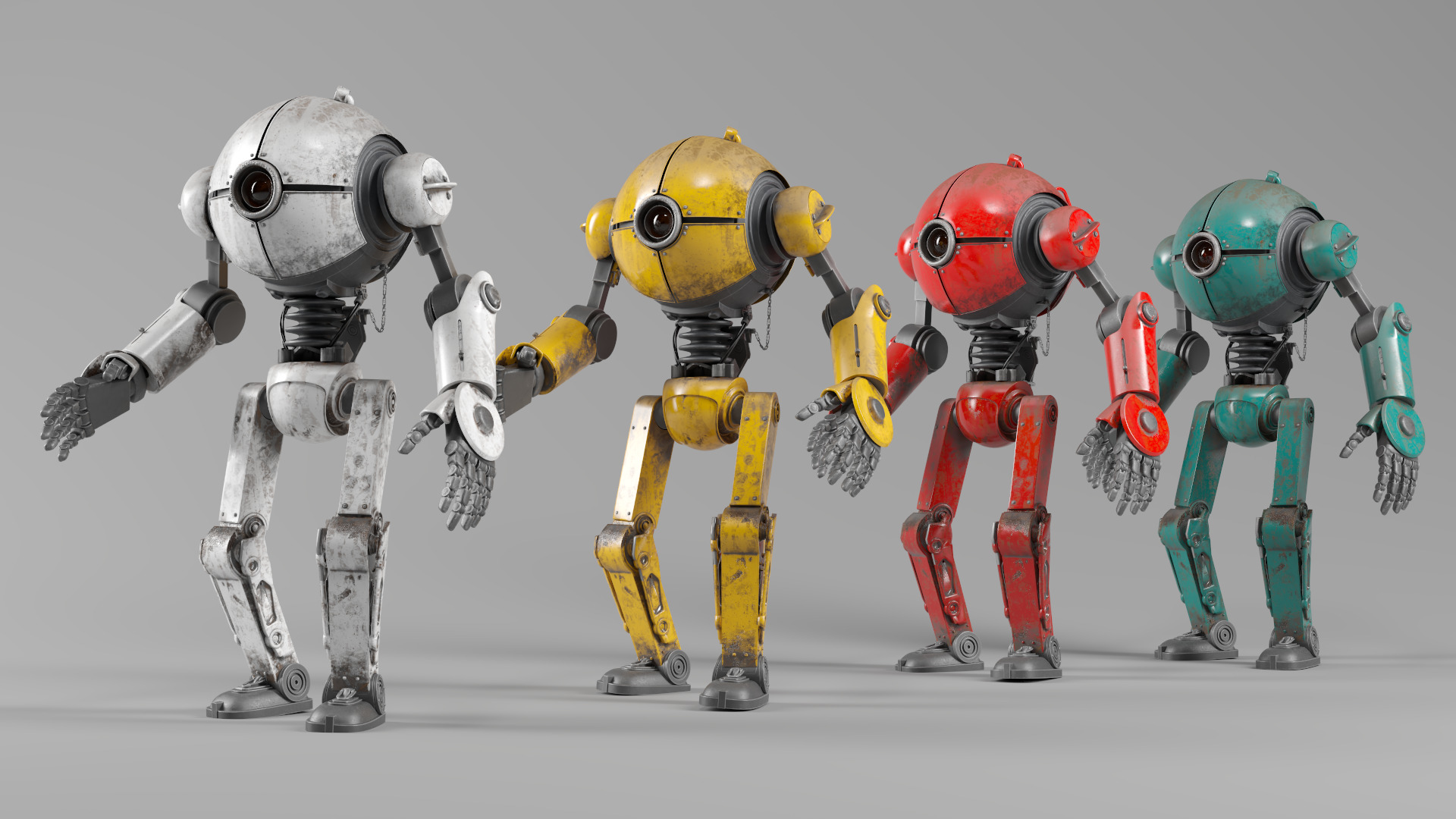 Retro Style 3D Robot Model Low-poly 3D model_3