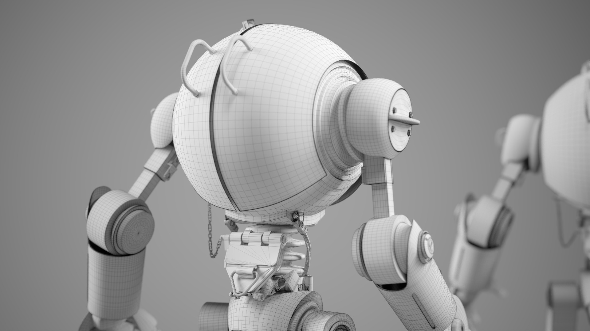 Retro Style 3D Robot Model Low-poly 3D model_16