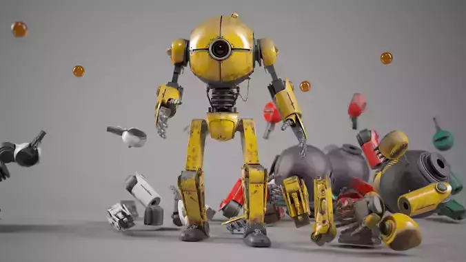 Retro Style 3D Robot Model Low-poly 3D model Retro Style 3D Robot Model Low-poly 3D model