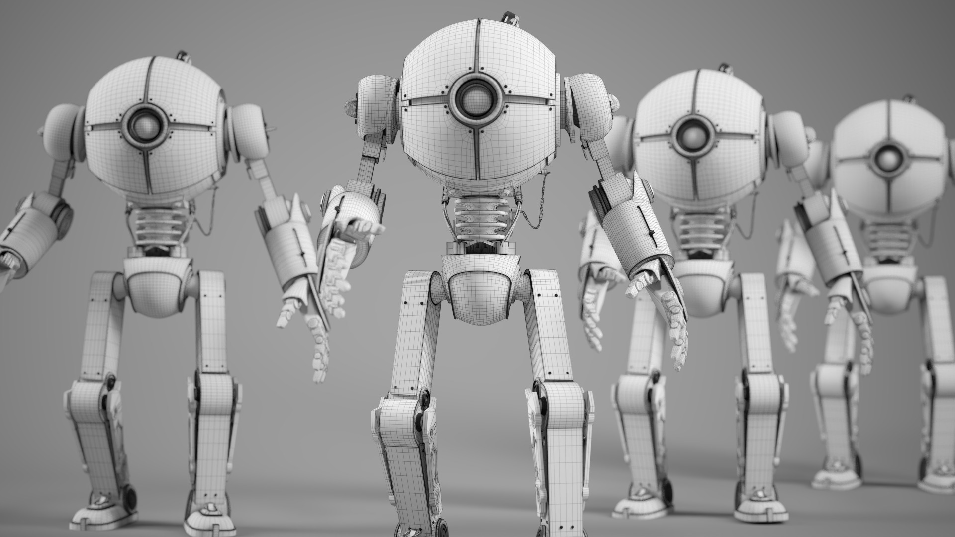 Retro Style 3D Robot Model Low-poly 3D model_14