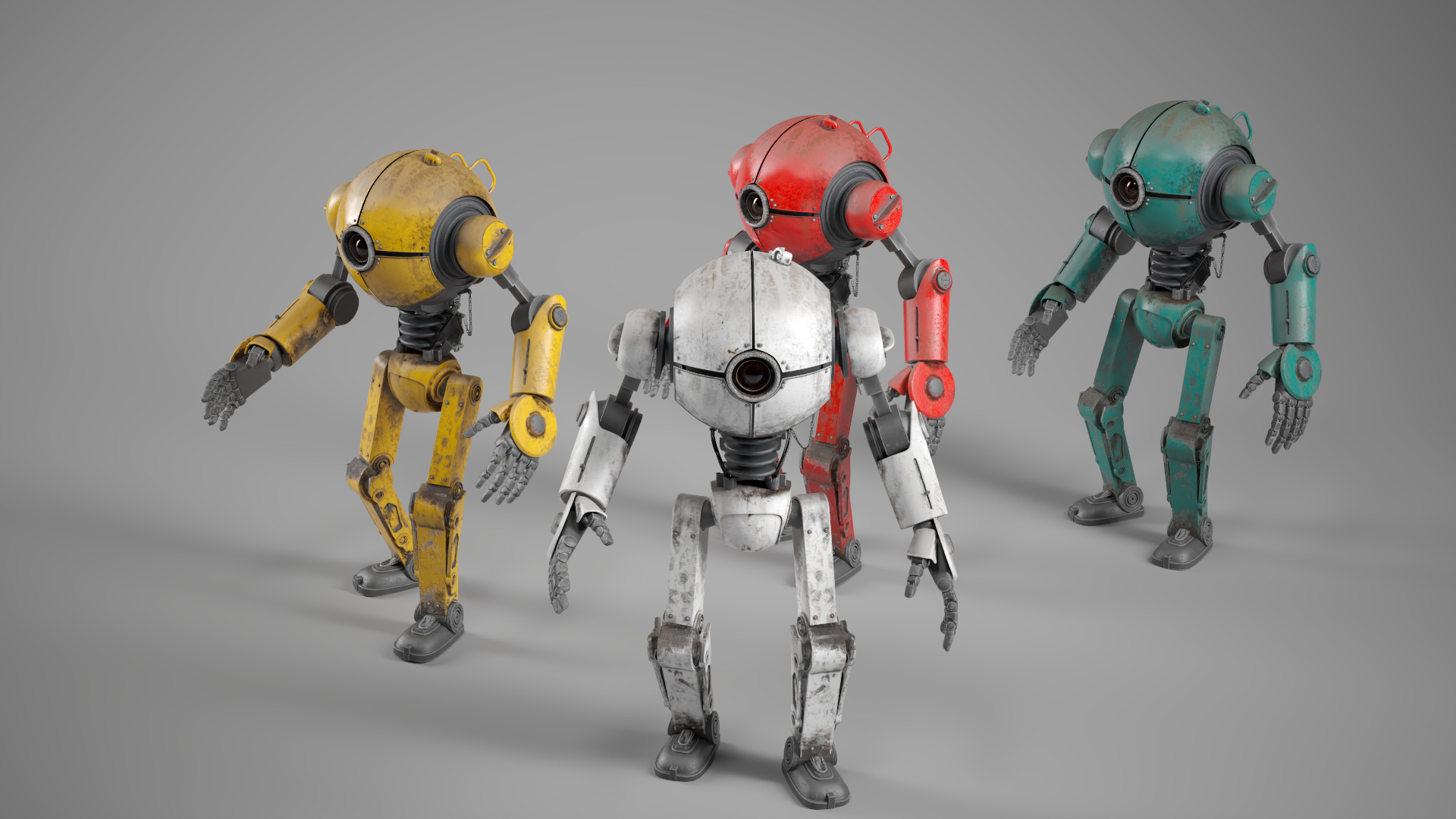 Retro Style 3D Robot Model Low-poly 3D model_9