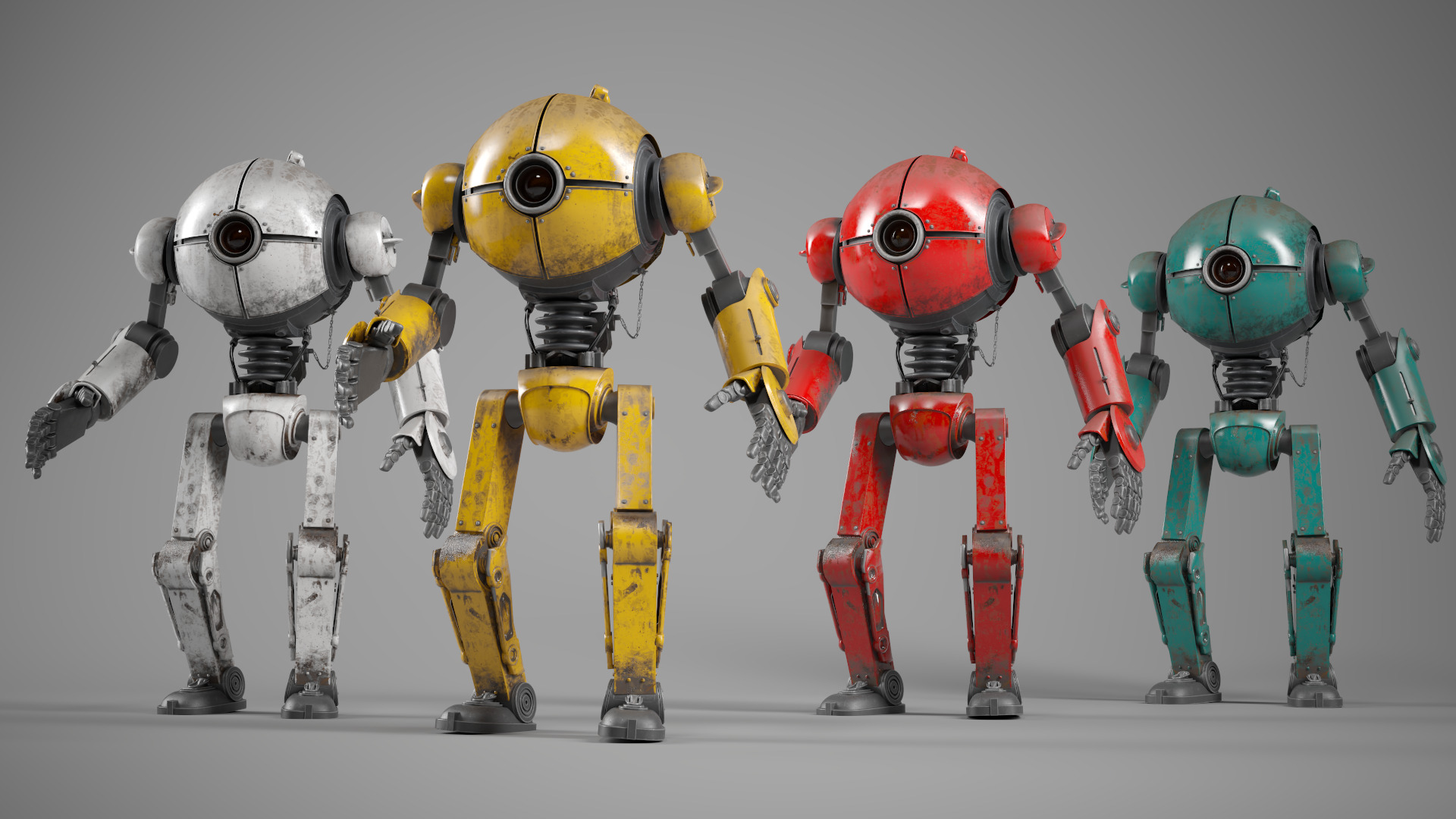 Retro Style 3D Robot Model Low-poly 3D model_4