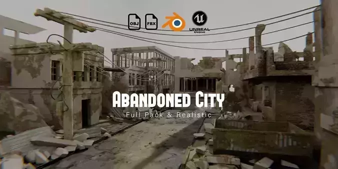 Abandoned City Full Package Low-poly 3D model