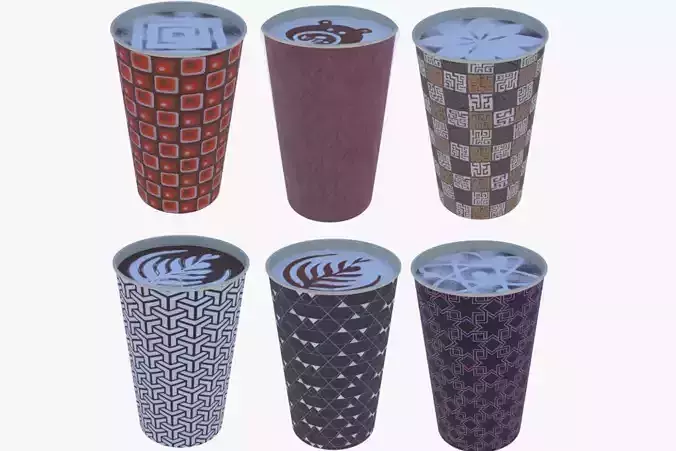 Coffee cups full PBR III 3D Model Collection