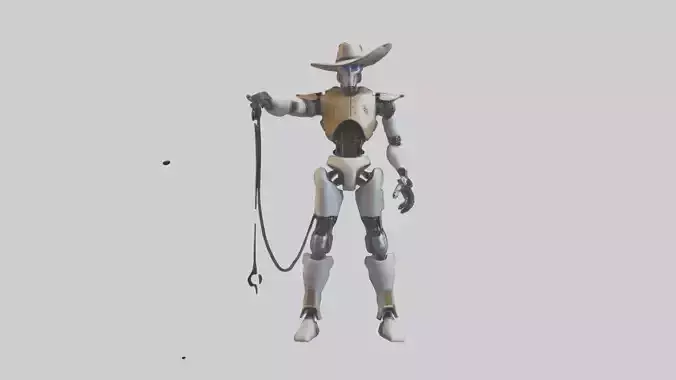 Robot version of a cowboy model Low-poly 3D model