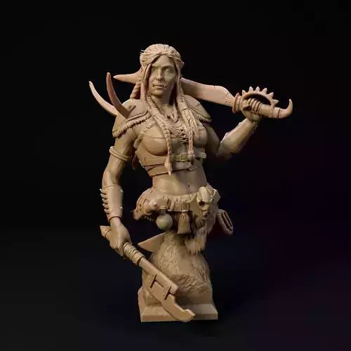 Female Orc Warrior bust - pre supported 3D print model
