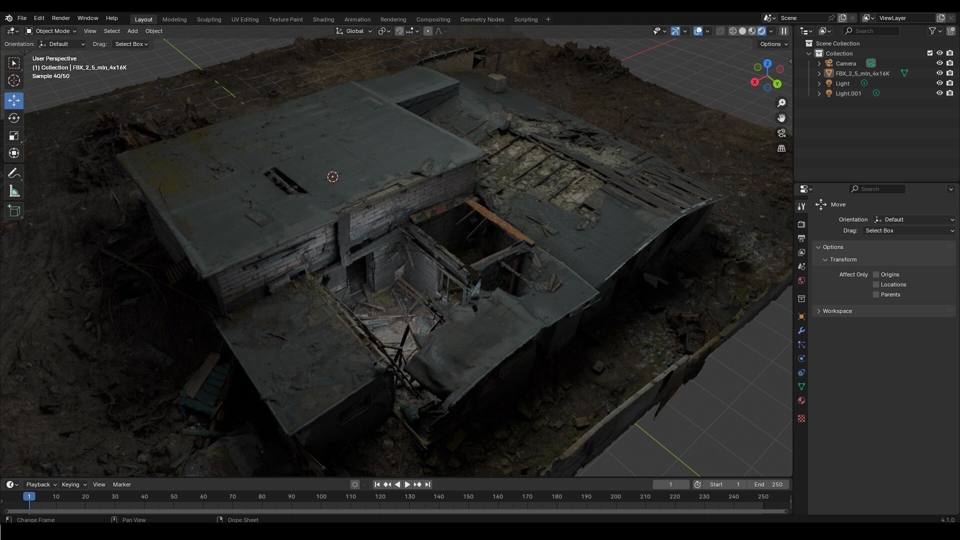Burnt ruin of a commercial building 3D model_16