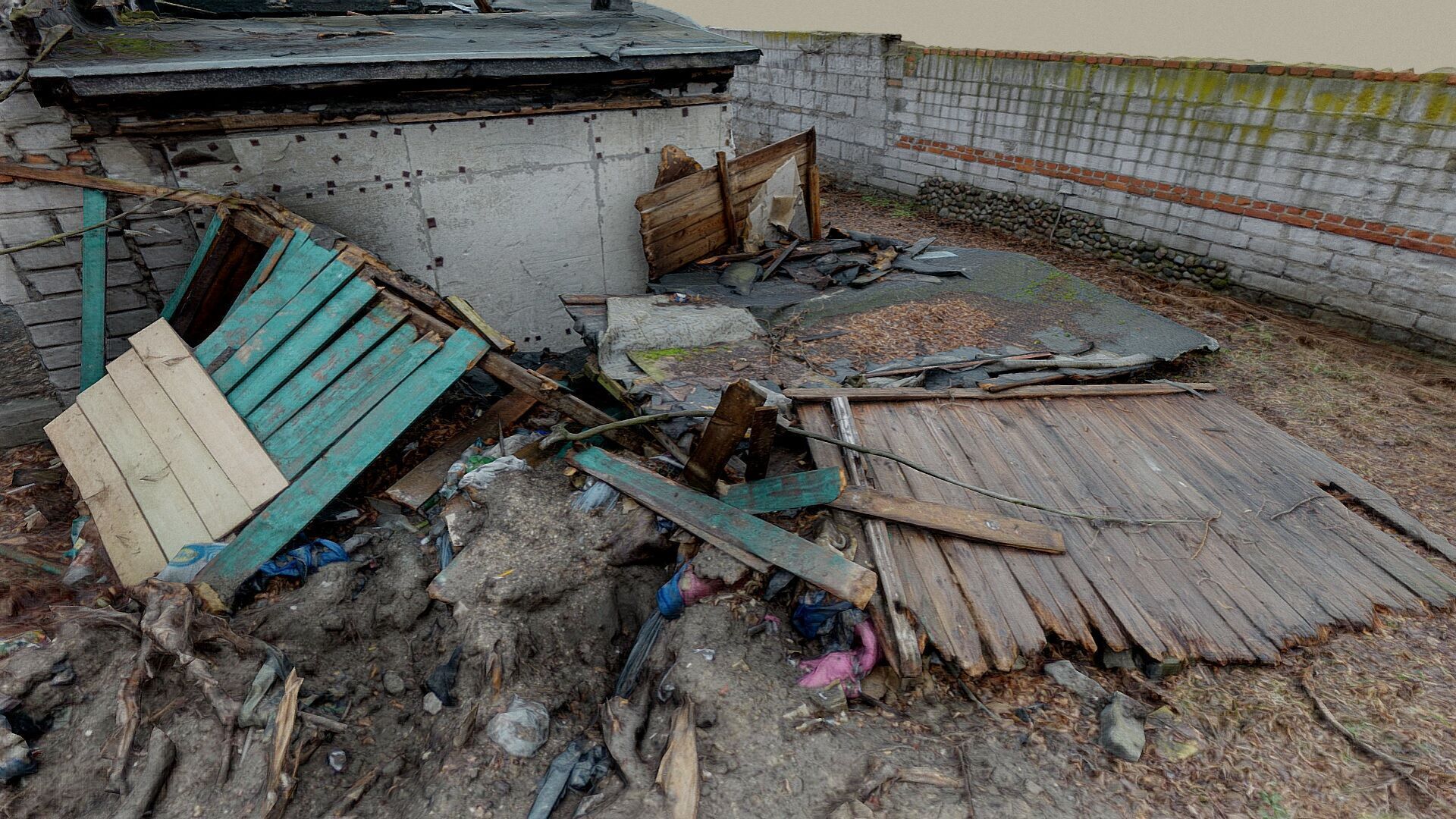 Burnt ruin of a commercial building 3D model_9