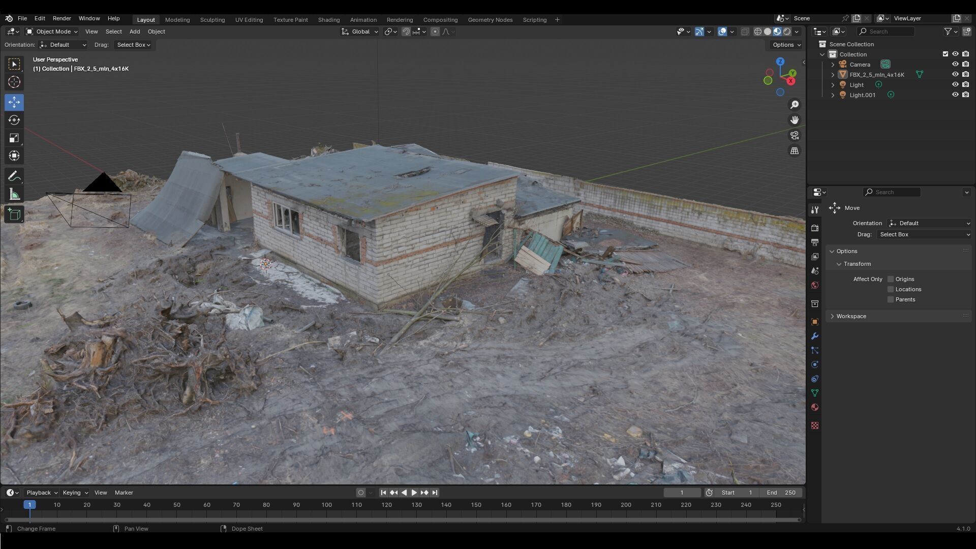 Burnt ruin of a commercial building 3D model_14