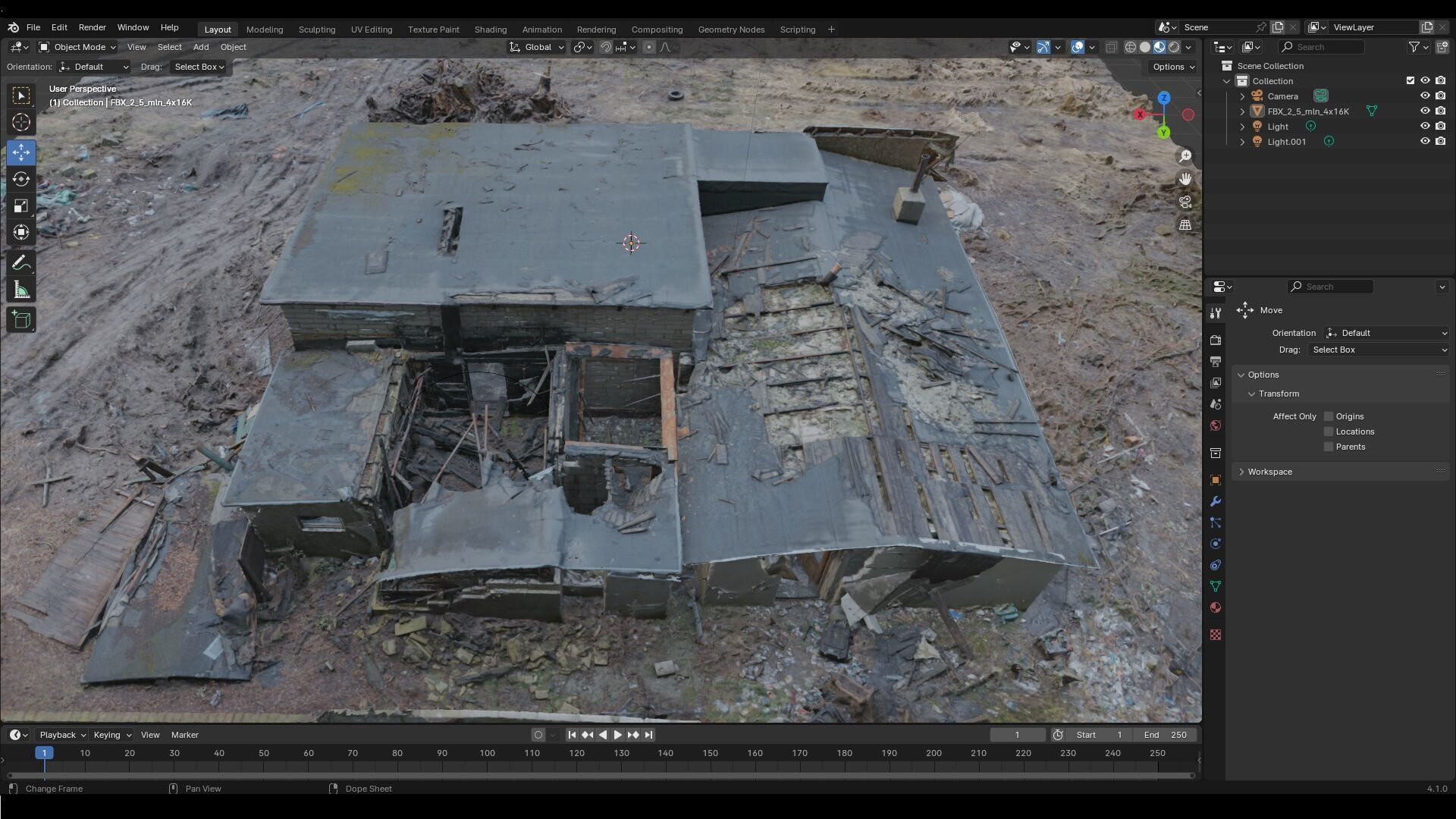 Burnt ruin of a commercial building 3D model_12