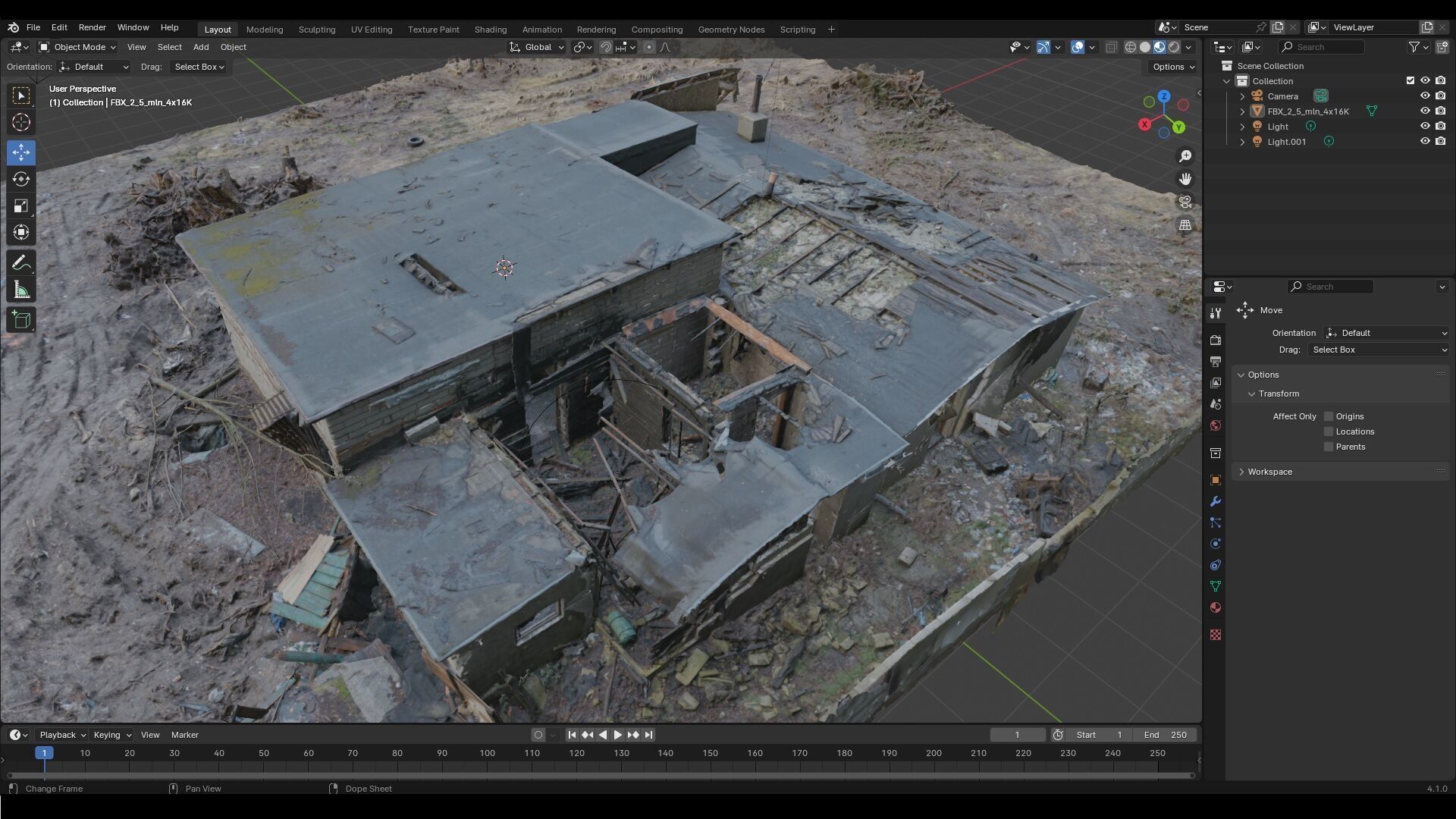 Burnt ruin of a commercial building 3D model_15