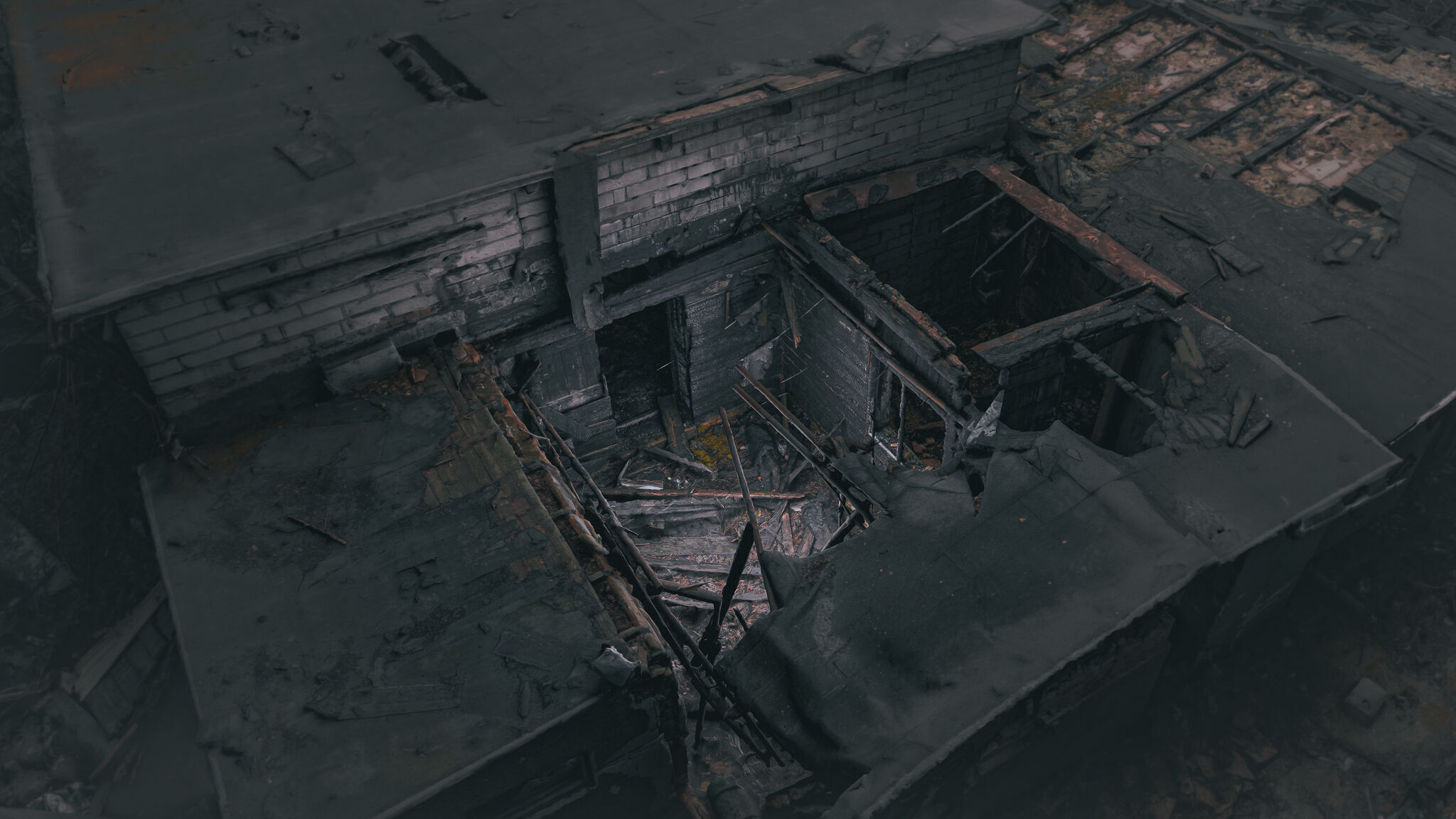 Burnt ruin of a commercial building 3D model_18