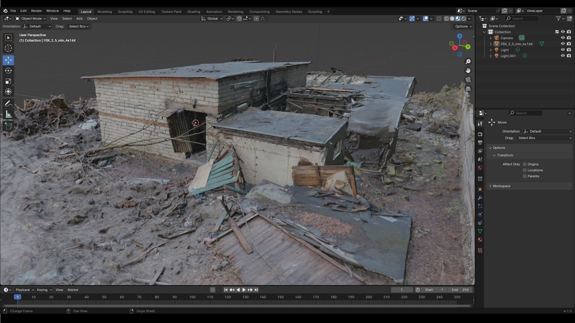 Burnt ruin of a commercial building 3D model_11