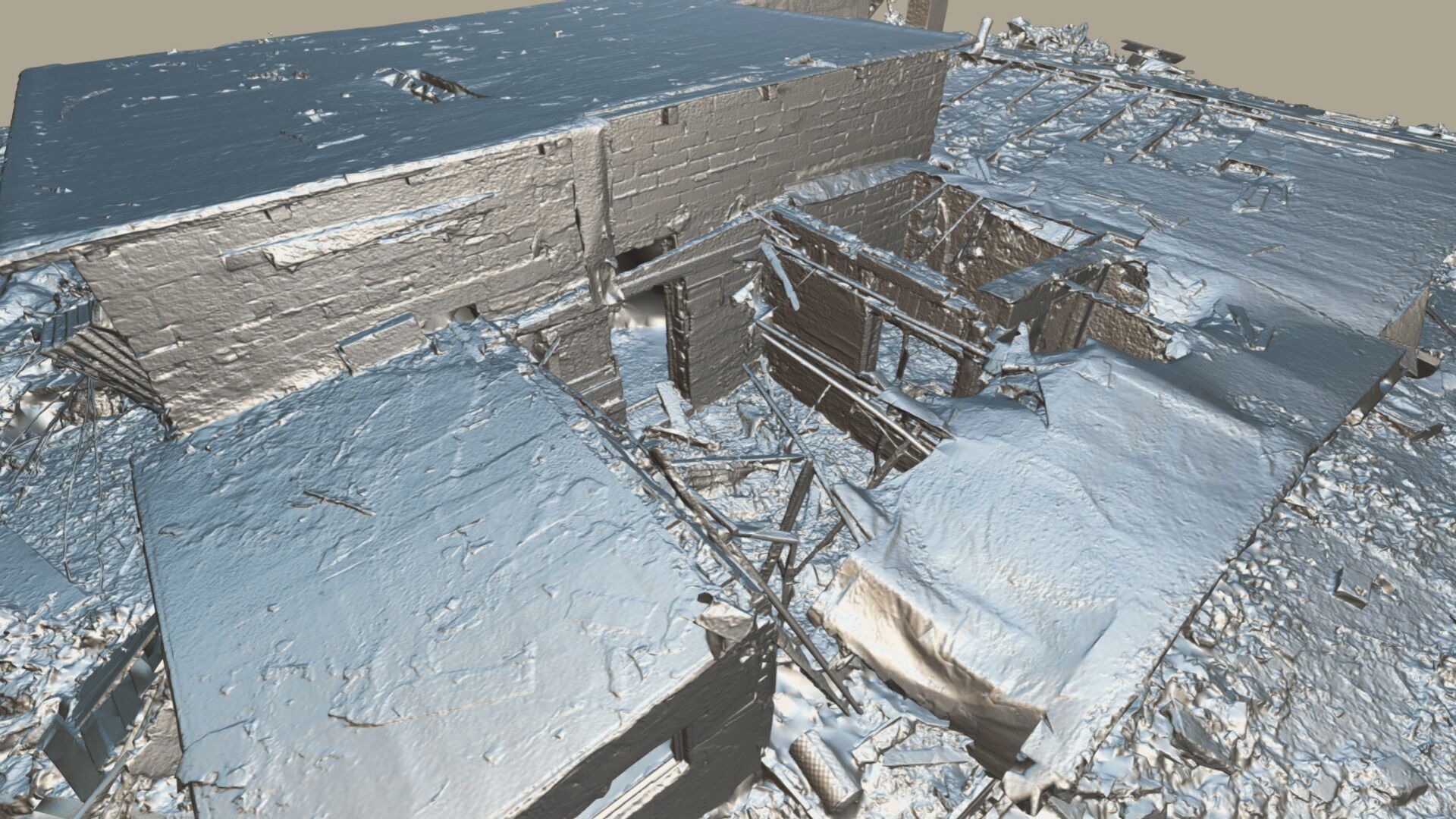 Burnt ruin of a commercial building 3D model_19