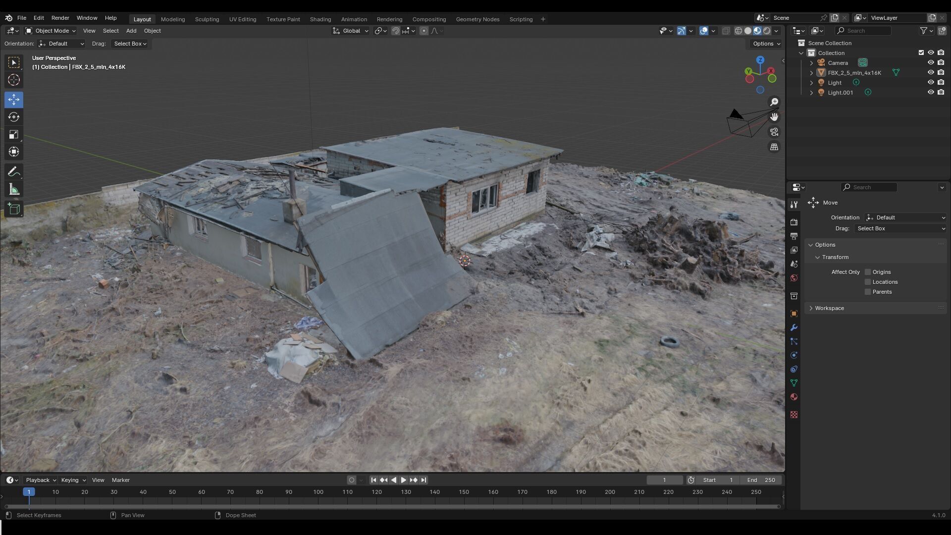 Burnt ruin of a commercial building 3D model_13