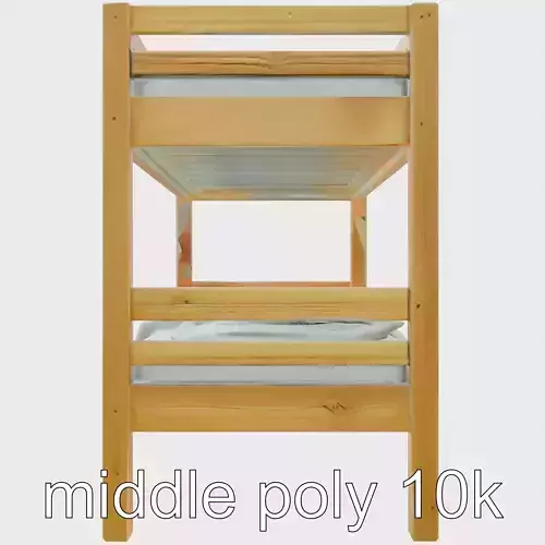 Wooden Bunk Bed with Bedding Model