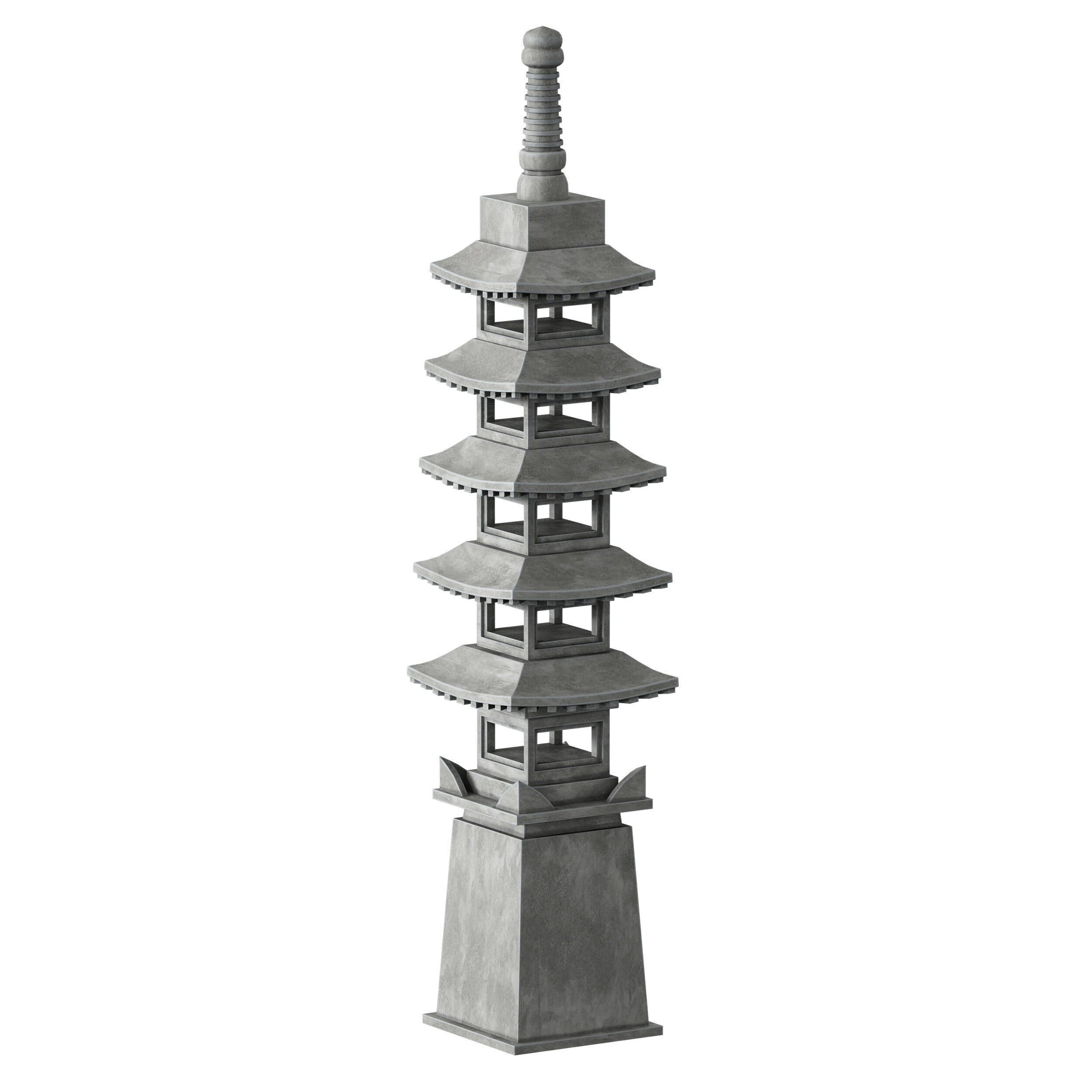Stone Pagoda Japanese Garden Lantern Tower 3D model_5