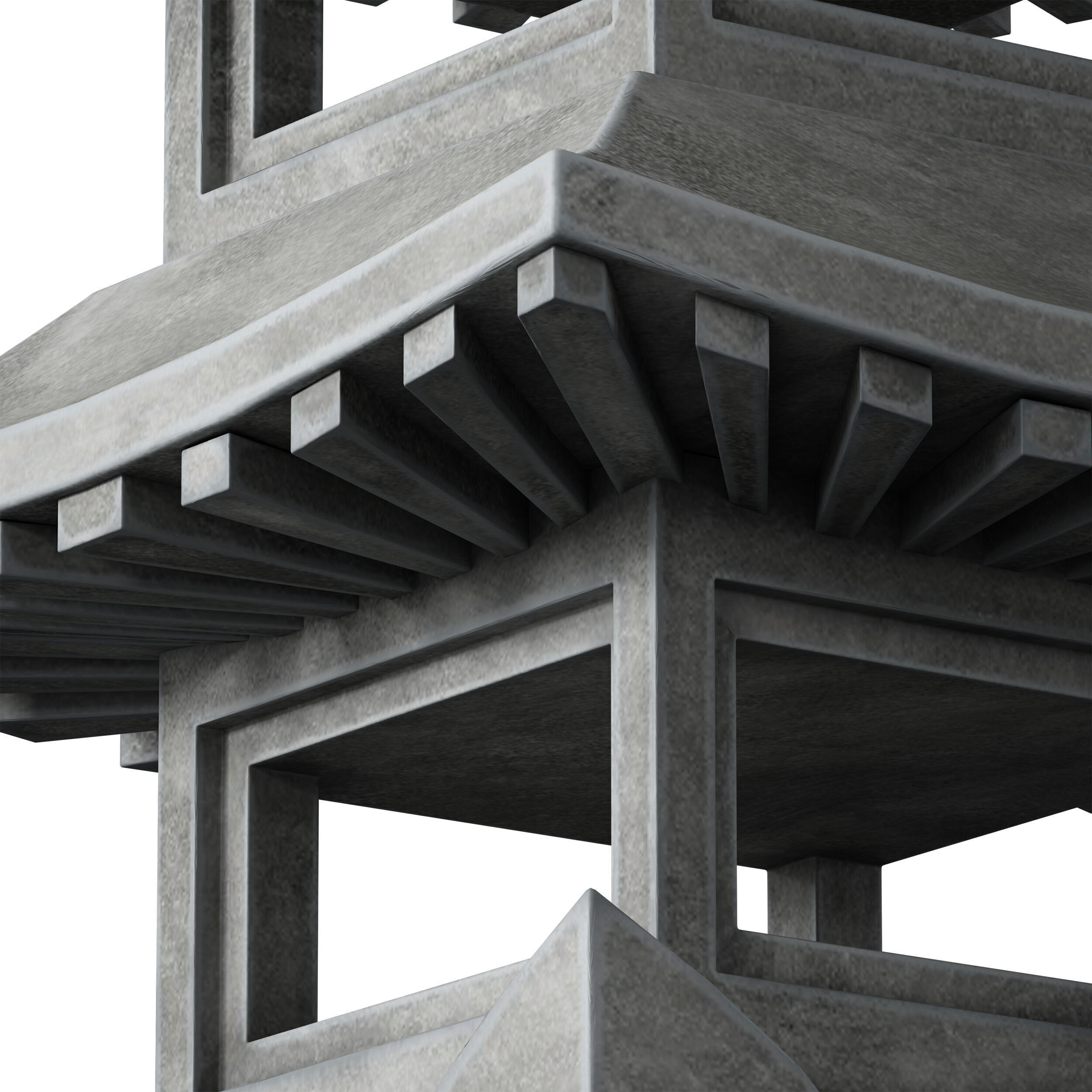 Stone Pagoda Japanese Garden Lantern Tower 3D model_14