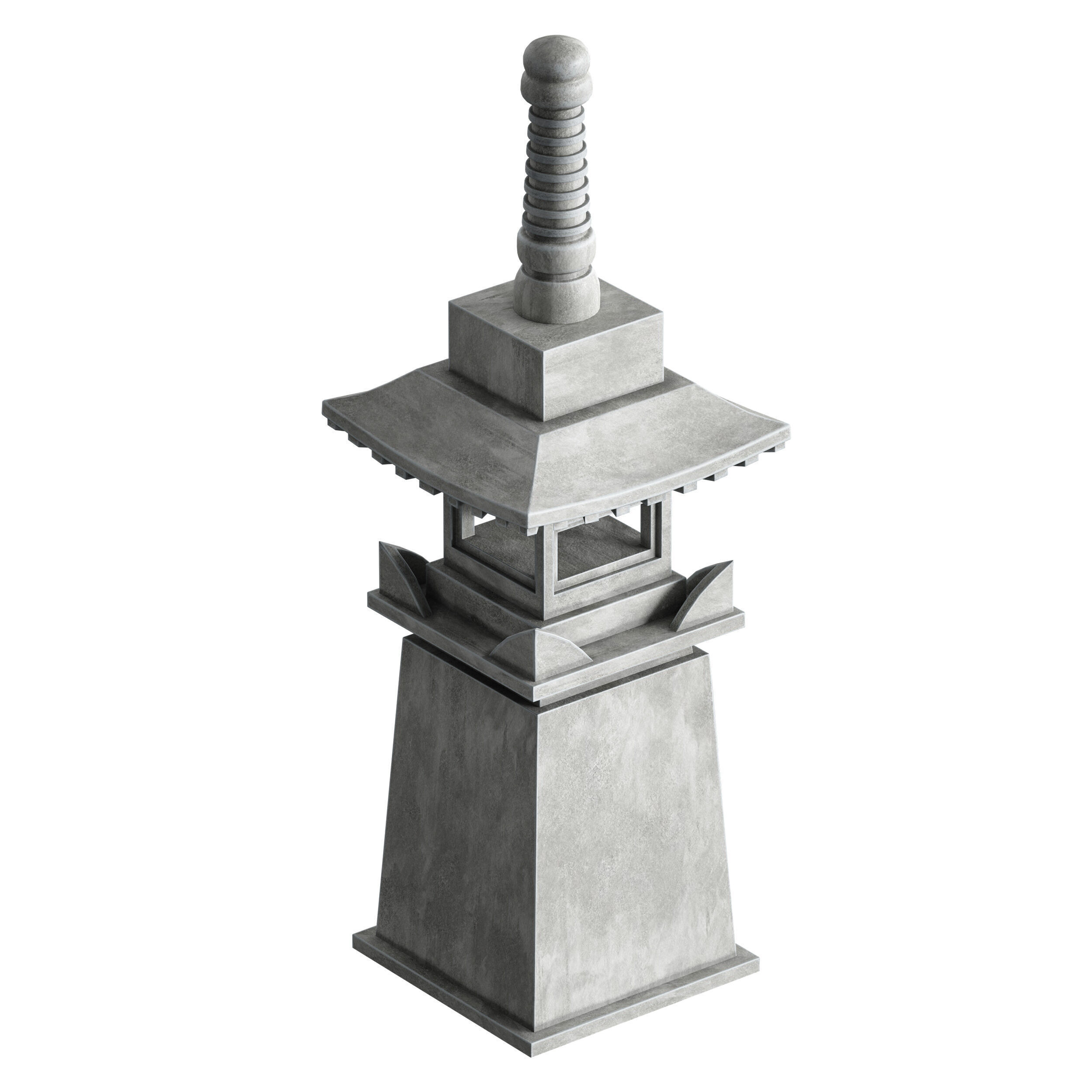 Stone Pagoda Japanese Garden Lantern Tower 3D model_7