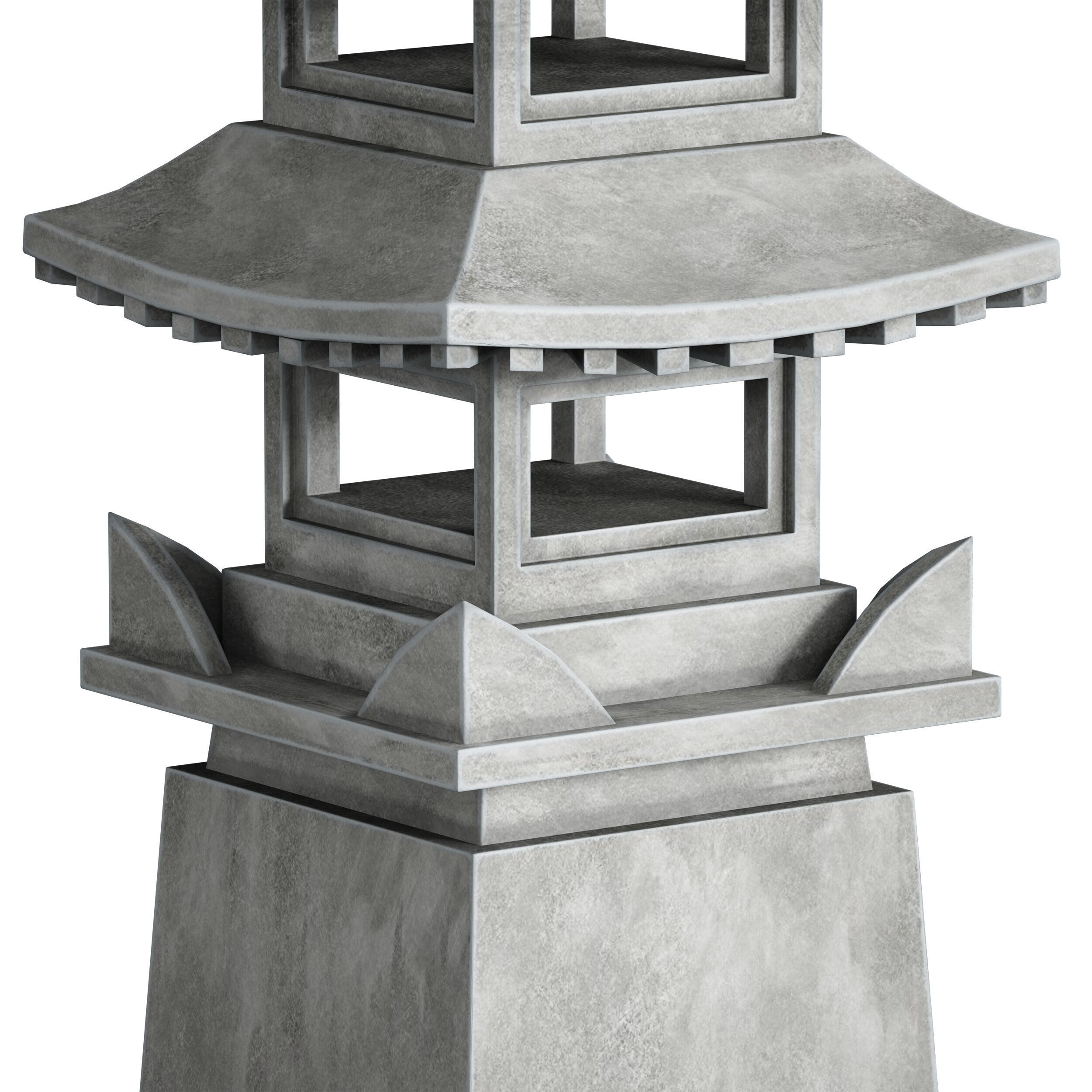 Stone Pagoda Japanese Garden Lantern Tower 3D model_11