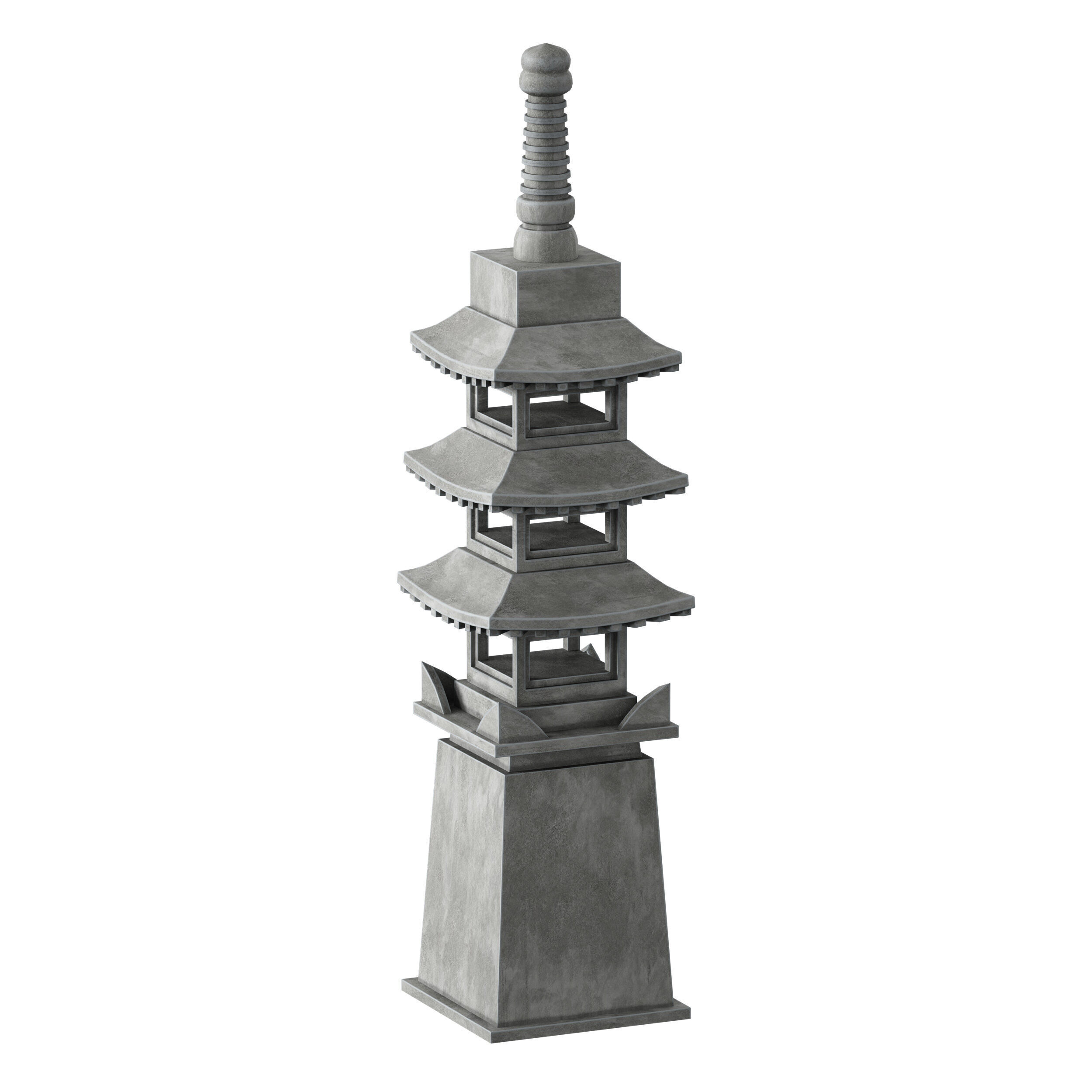 Stone Pagoda Japanese Garden Lantern Tower 3D model_8