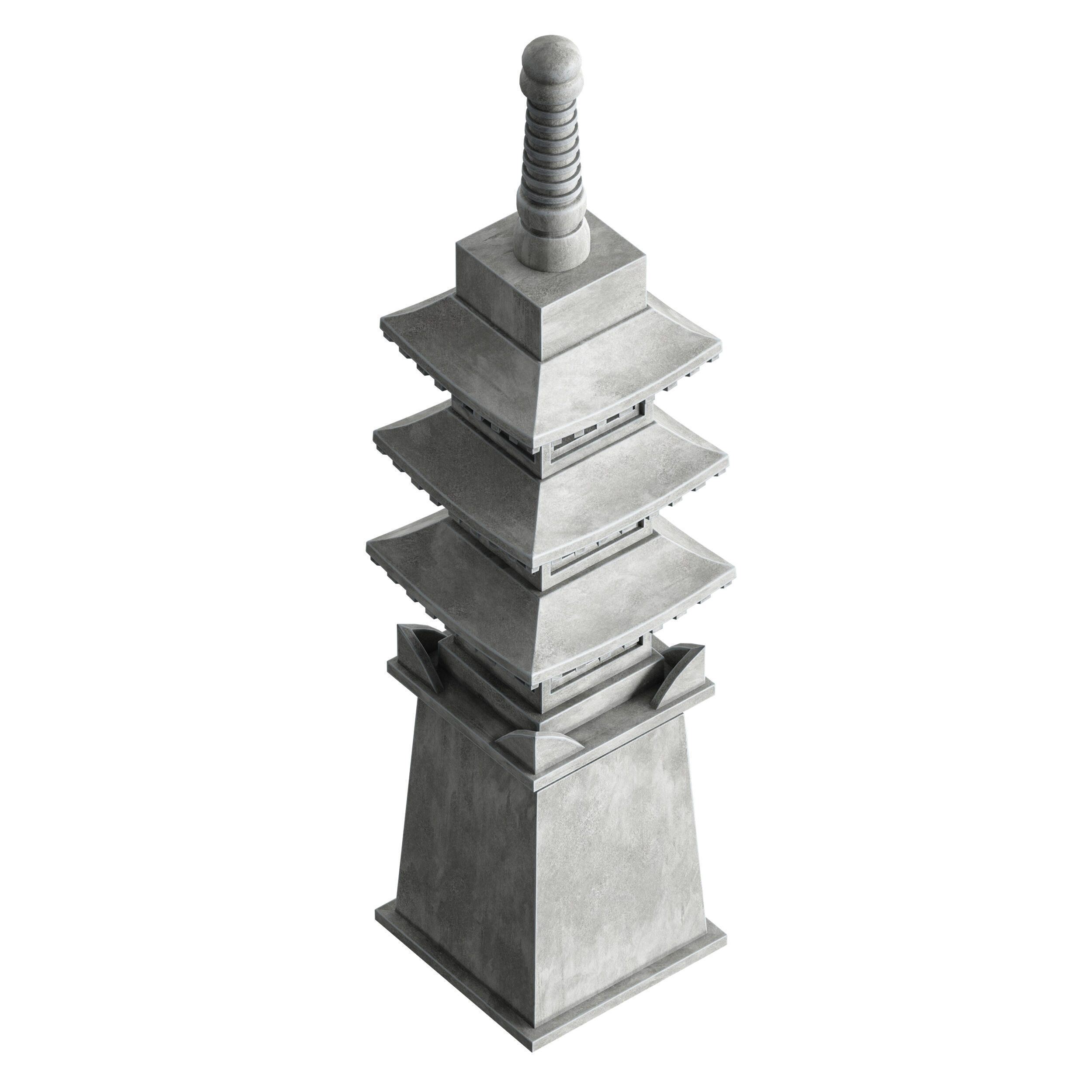Stone Pagoda Japanese Garden Lantern Tower 3D model_9