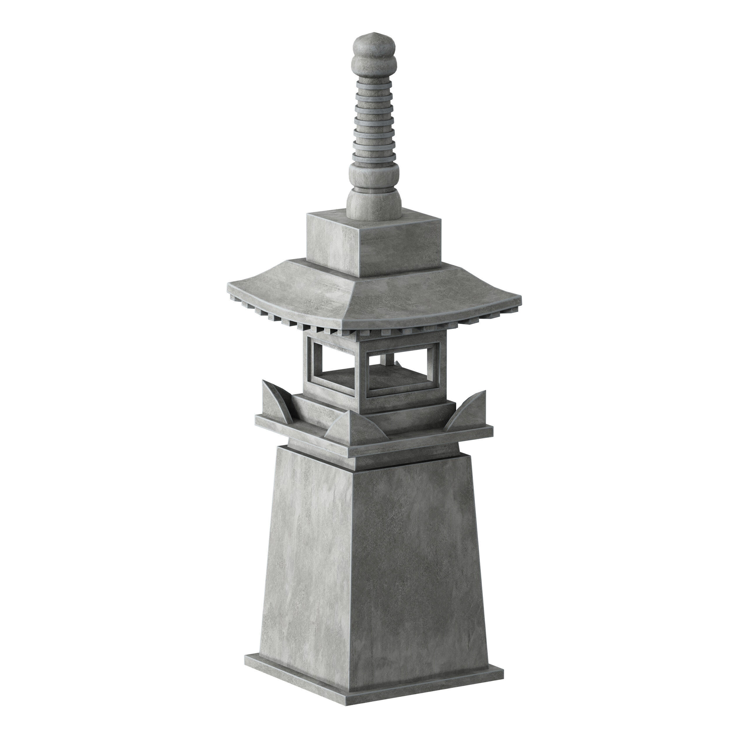 Stone Pagoda Japanese Garden Lantern Tower 3D model_6