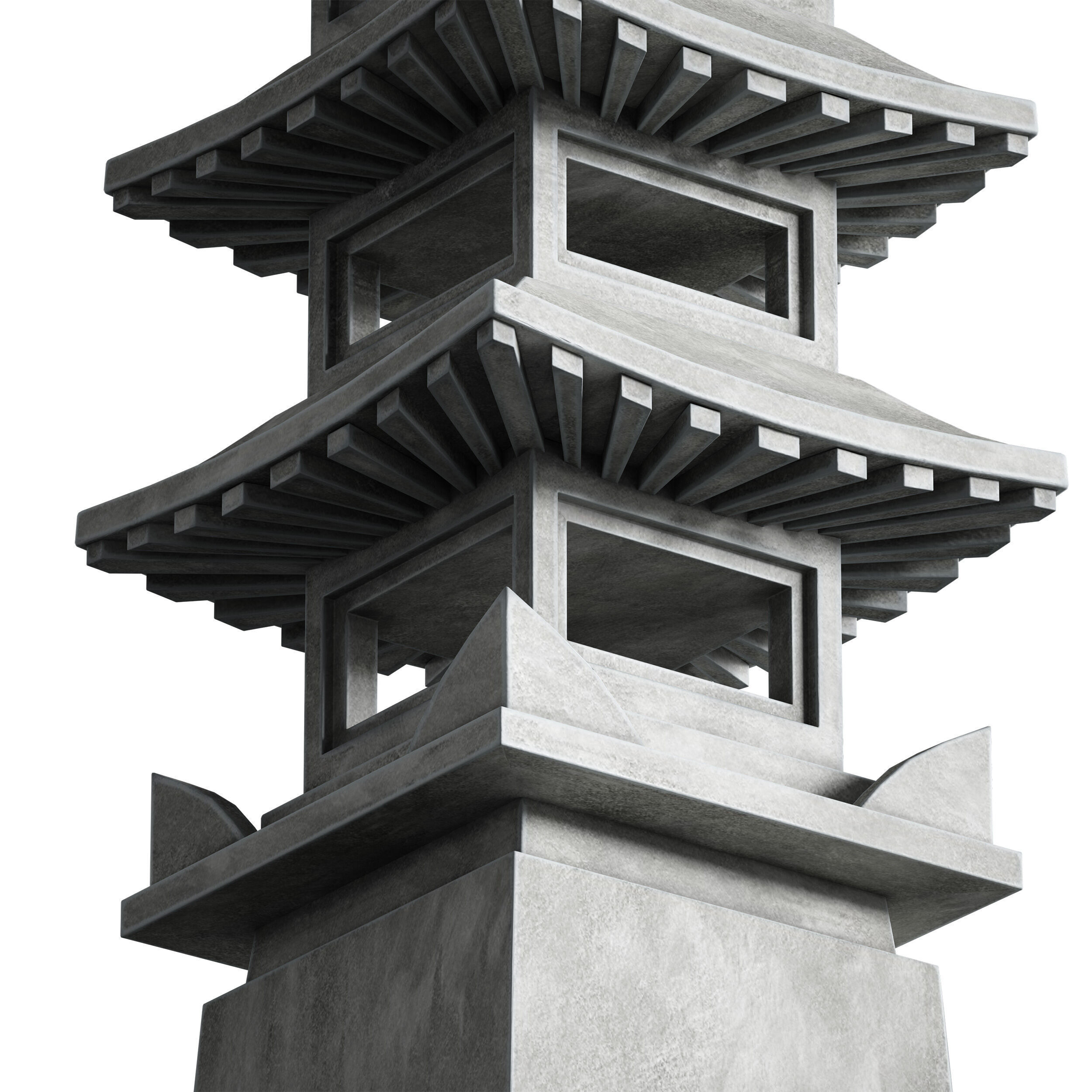 Stone Pagoda Japanese Garden Lantern Tower 3D model_12