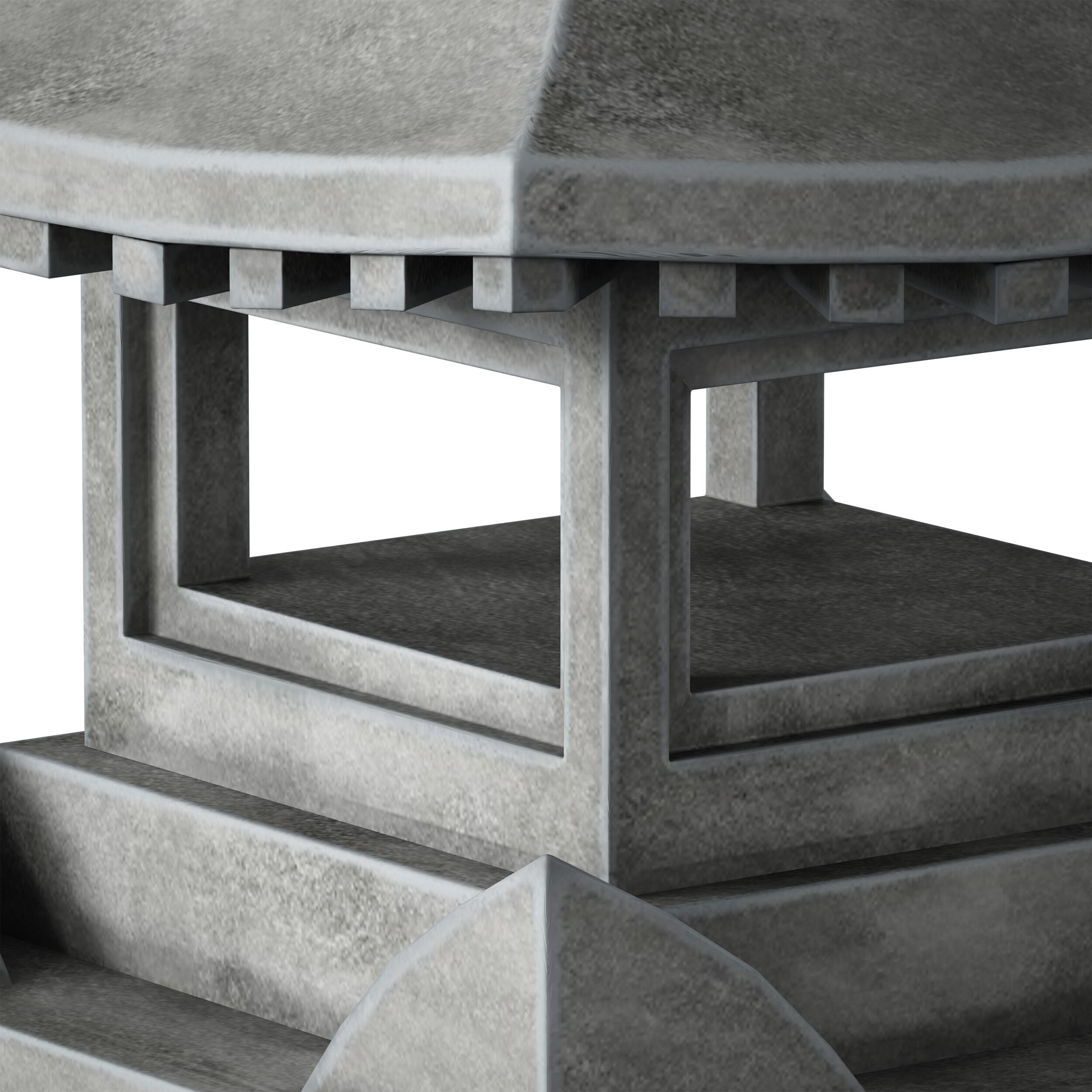 Stone Pagoda Japanese Garden Lantern Tower 3D model_13