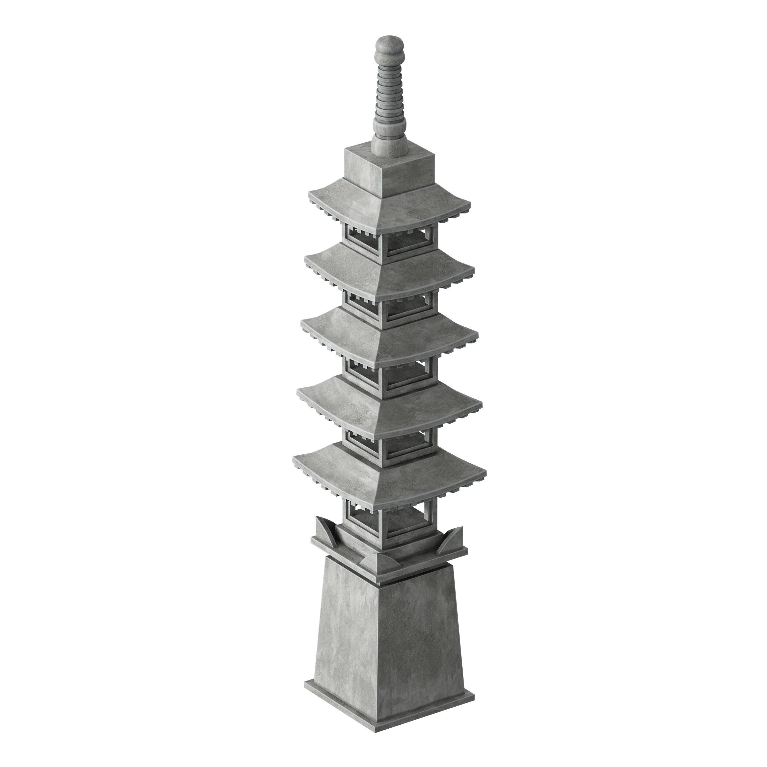 Stone Pagoda Japanese Garden Lantern Tower 3D model_4