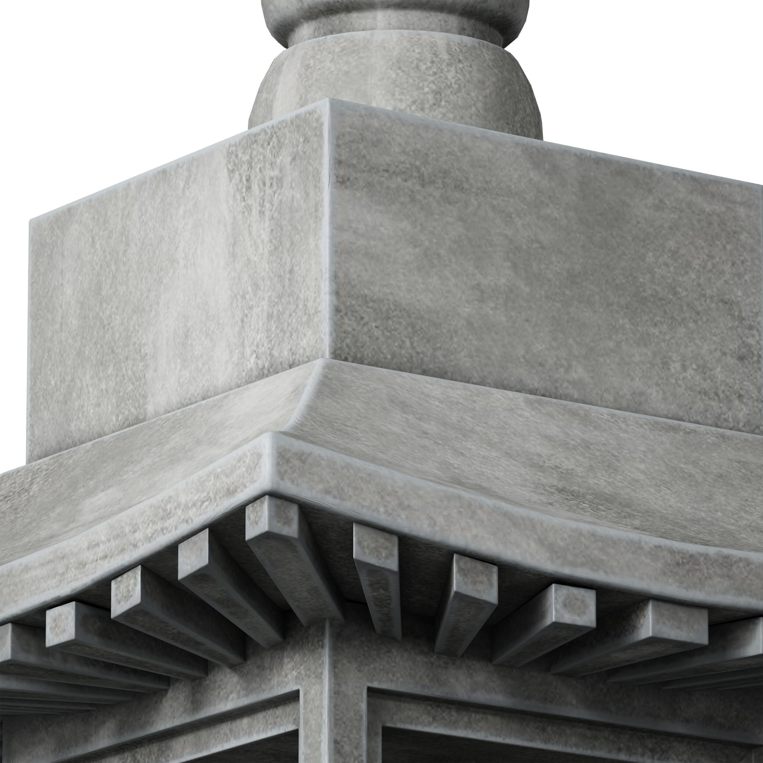 Stone Pagoda Japanese Garden Lantern Tower 3D model_15