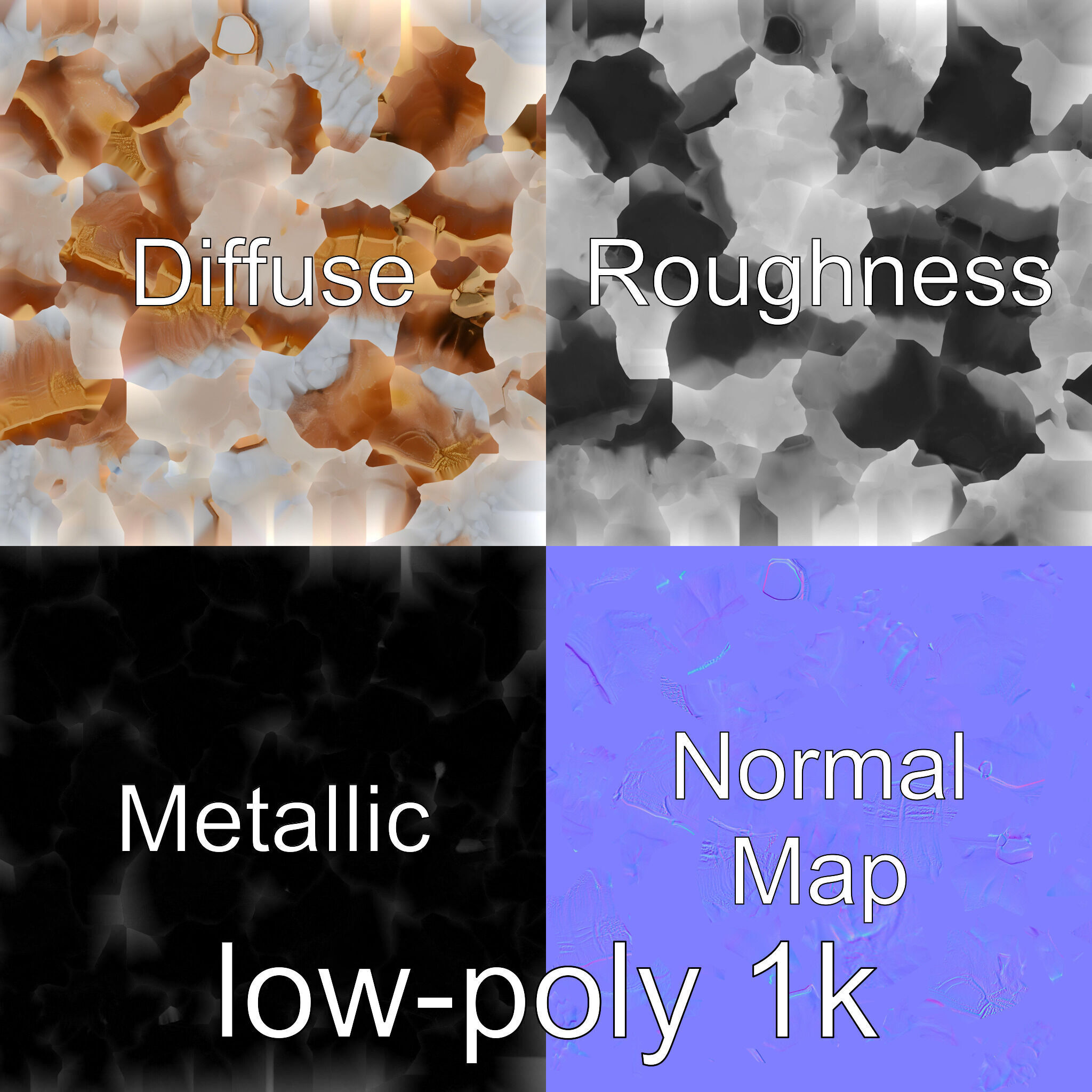 Crystal Geode Polished Cut Interior Model Low-poly 3D model_4