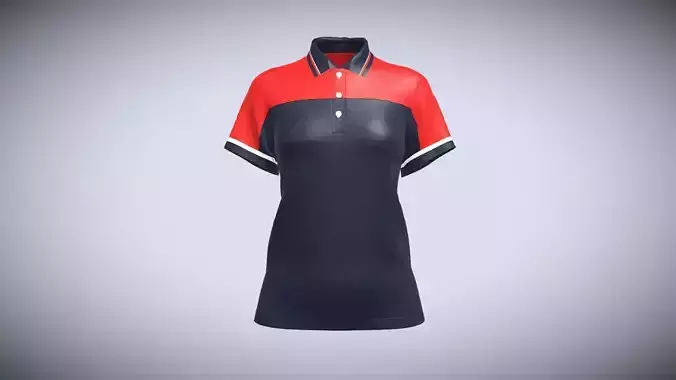 Girls Red And Blue Polo In Low Poly
