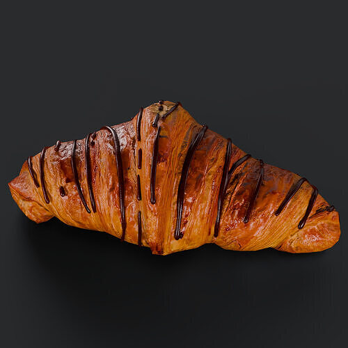 Chocolate Croissant low poly Low-poly 3D model 2