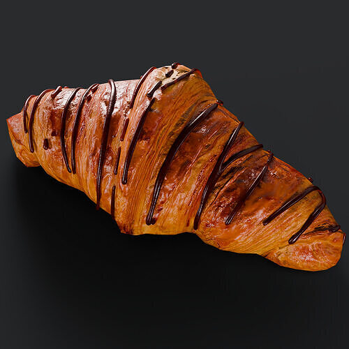 Chocolate Croissant low poly Low-poly 3D model 3