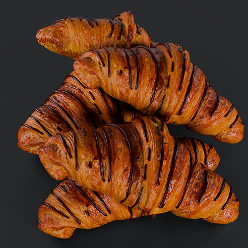 Chocolate Croissant low poly Low-poly 3D model 4