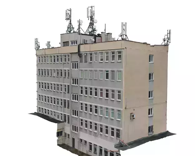 Old office building  Low-poly 3D model