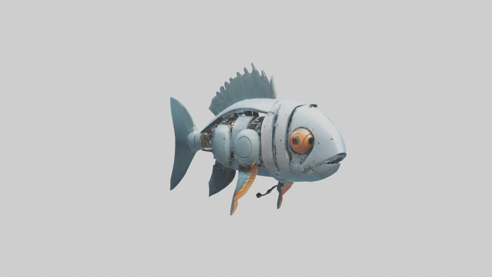 Robot version of a fish model Low-poly 3D model_11